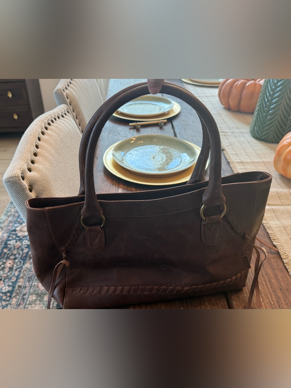 JOYN Brown Leather Tote Handbag
